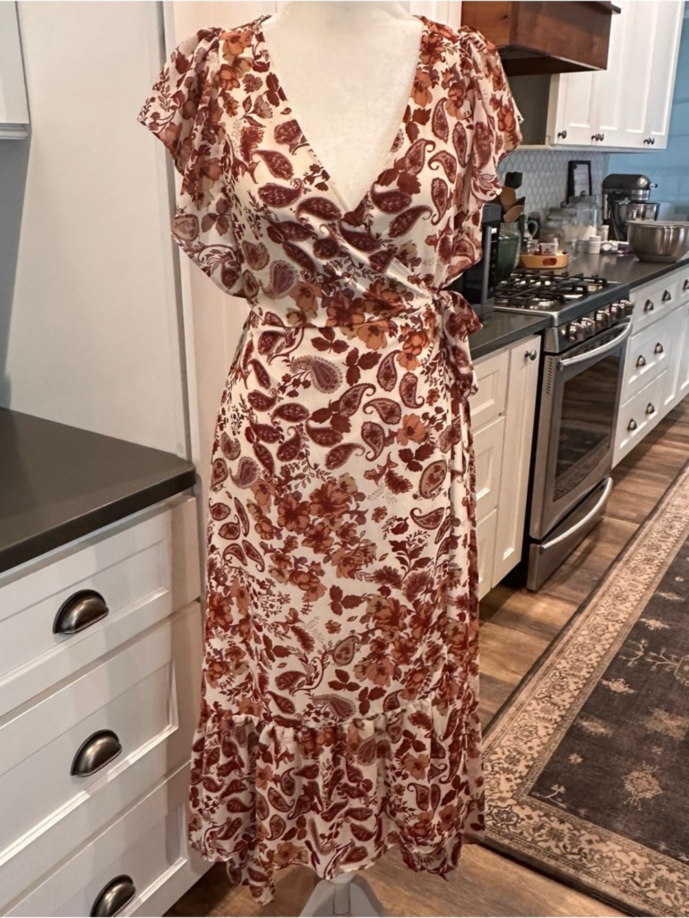 Anthropologie Drew Terra Floral Paisley Maxi Wrap Dress S Vintage Garden Forest